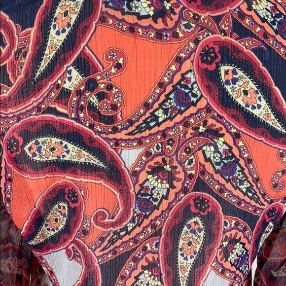 Liz‎ Claiborne Small Paisley Half Button Hi Low pink coral yTop - Picture 4 of 7